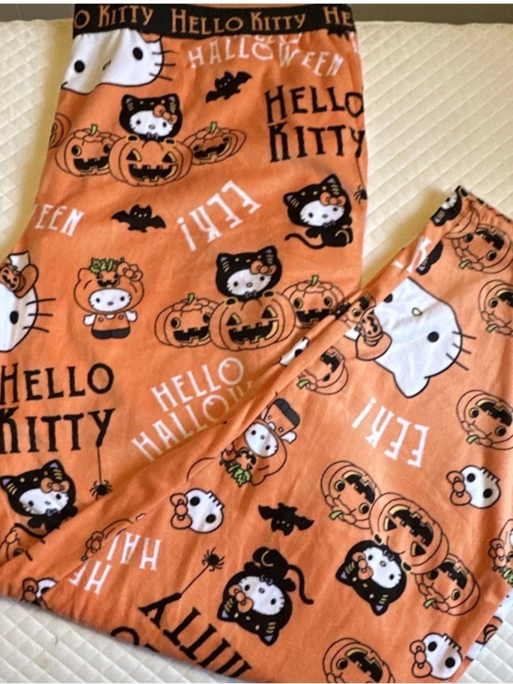 Hello Kitty Orange and Black Halloween Sleepwear Pants Fall